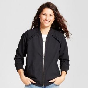 Target Black Ruffle Bomber Jacket | Like New!